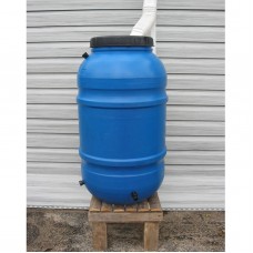 Upcycle 55 Gallon Blue Rain Barrel   